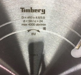 Дисковая пила для многопильных станков Timbery 450x50 z24+4